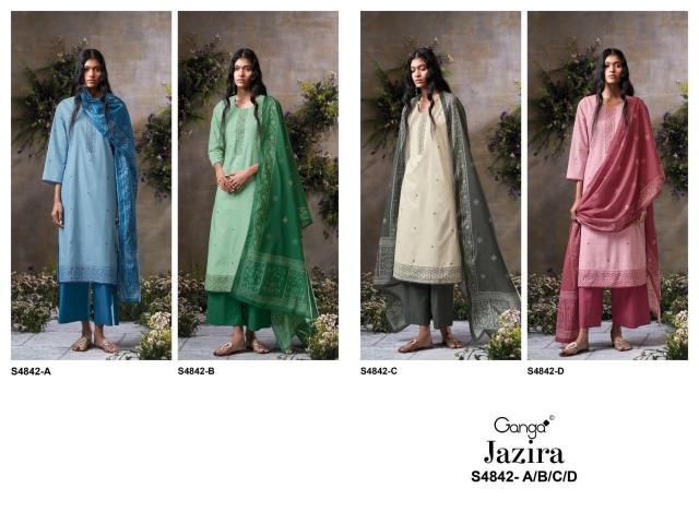 Ganga jazira 4842 wholesale cotton work dress material